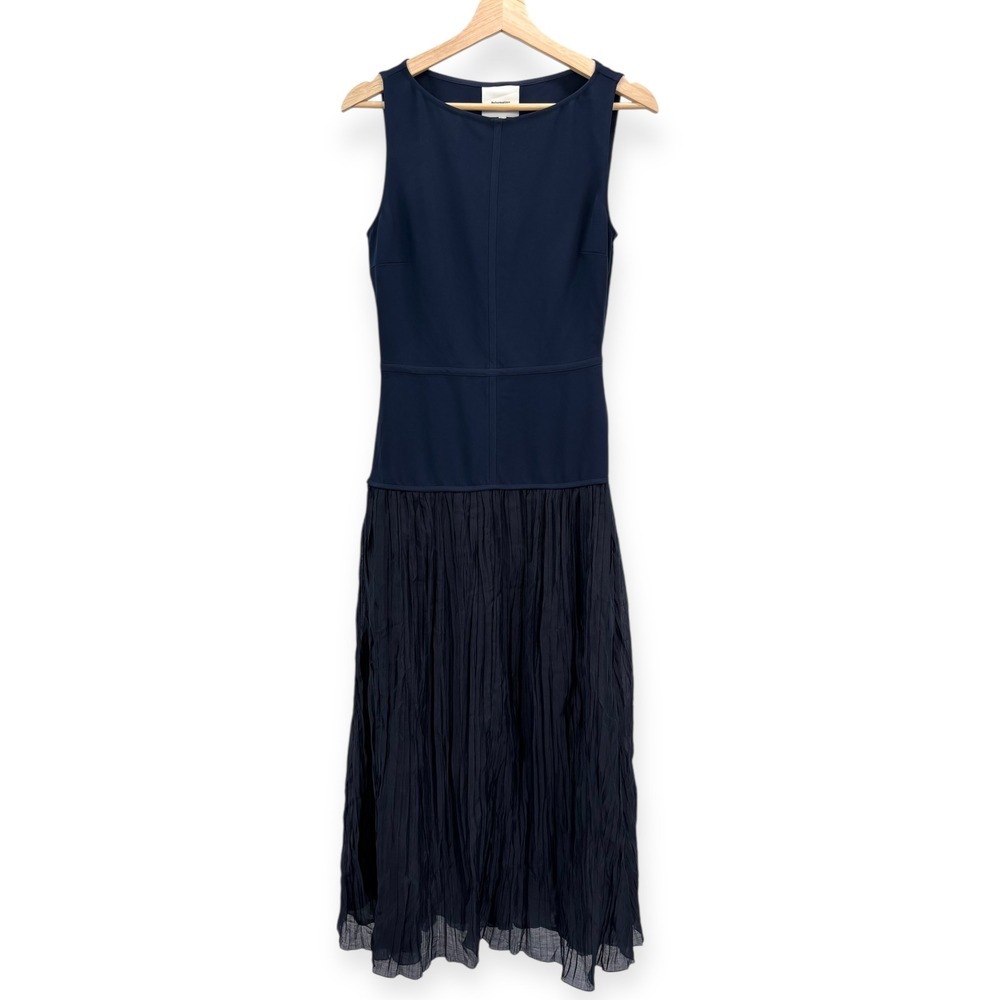 Reformation Cyra Pieced Drop-Waist Maxi Dress Navy Blue - Size 4 - Picture 7 of 16